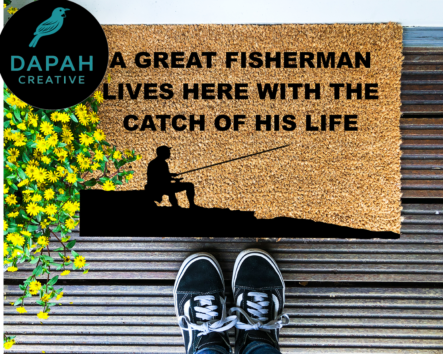 A Great Fisherman Lives Here With the Catch of his Life Doormat