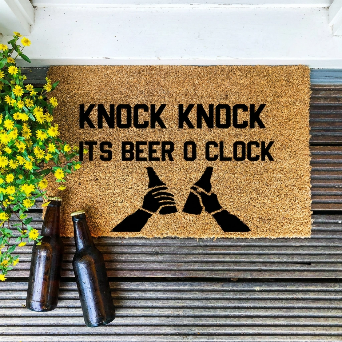 Knock knock it's Beer O Clock Doormat