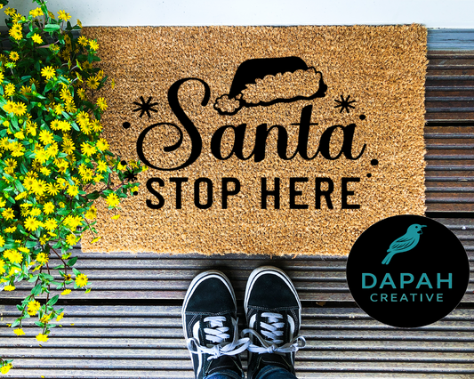 Santa Stop Here Doormat