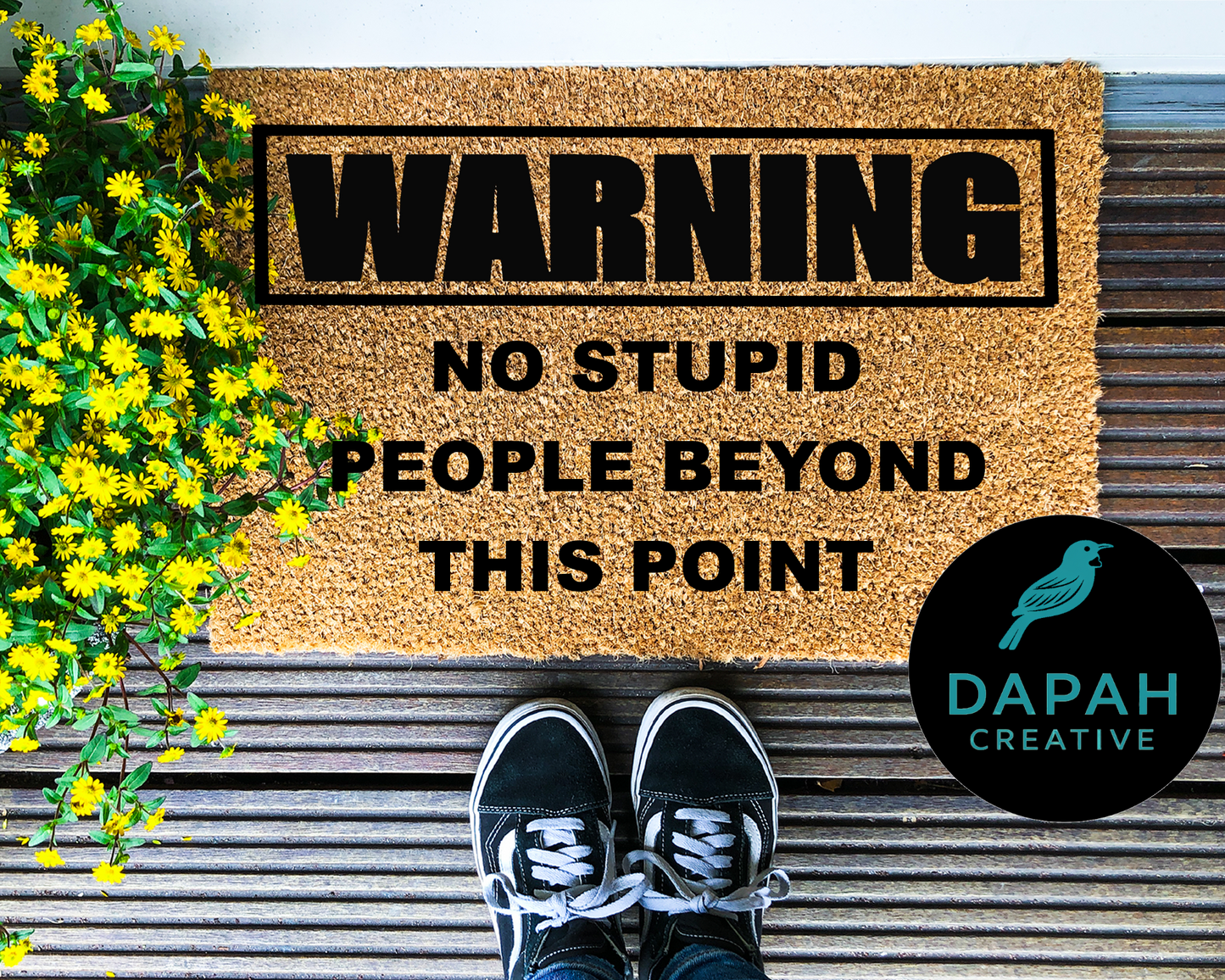 Warning no stupid people beyond this point Doormat