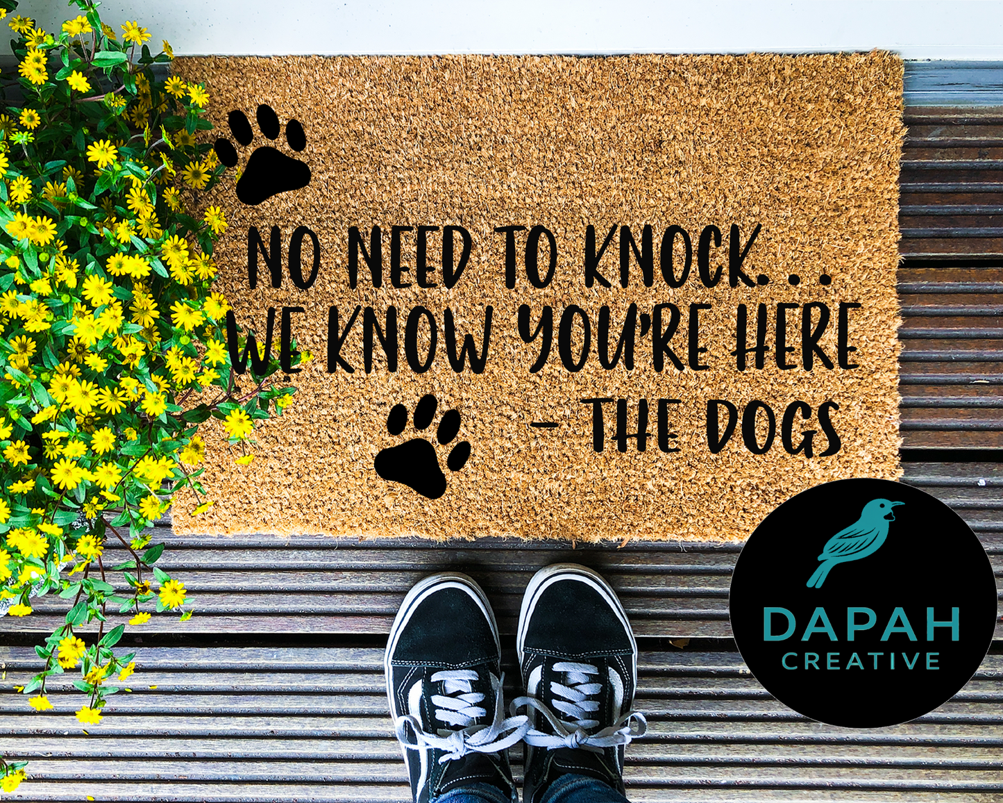 No need to knock... we know your're here - the dogs Doormat