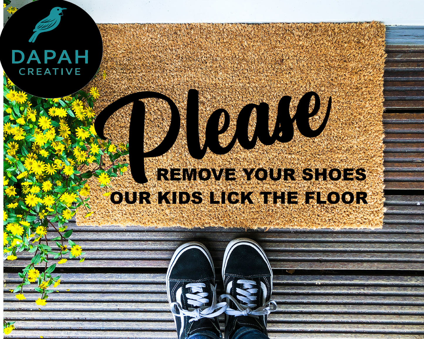 Please remove your shoes, our kids lick the floor Doormat