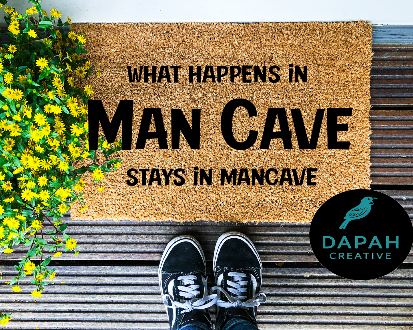 What happens in man cave, stays in man cave Doormat