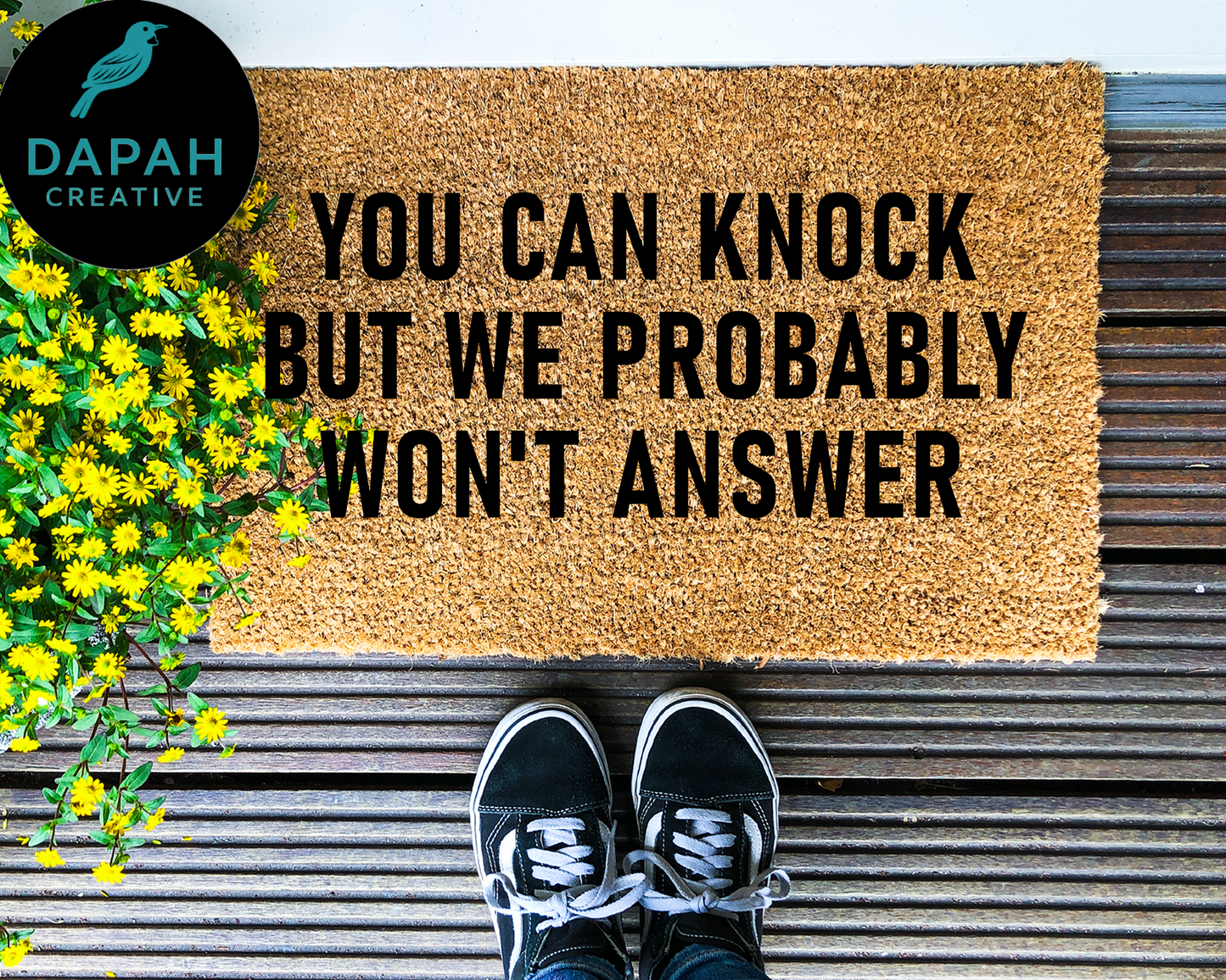 You can knock but we probably won't answer Coir Doormat